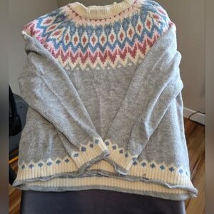 Cotton Emporium Gray and Cream Patterned Sweater